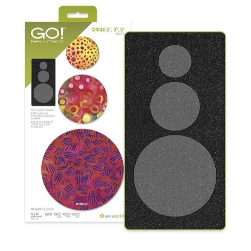 Accuquilt GO! Big Circle Die Set 2", 3", 5" Die , Circle Shape Cuts 3 Sizes, NEW